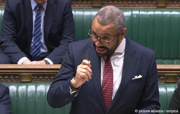 From file: The UK's current Home Secretary James Cleverly is now looking at smaller sites to house fewer asylum seekers as well as scaling back the beds on the four large sites the government has already developed  | Photo; House of Commons/UK Parliament/PA Wire