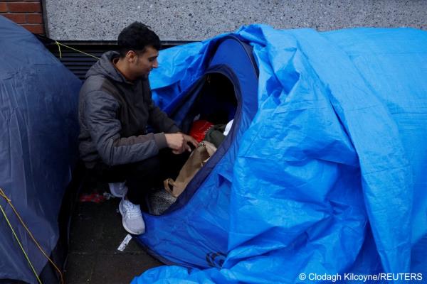 Ahmed, from Gaza, is among hundreds of homeless asylum seekers living in tents outside the Internatio<em></em>nal Protection Office (IPO) in Dublin, Ireland, picture here on March 14, 2024 | Photo: Reuters/Clodagh Kilcoyne