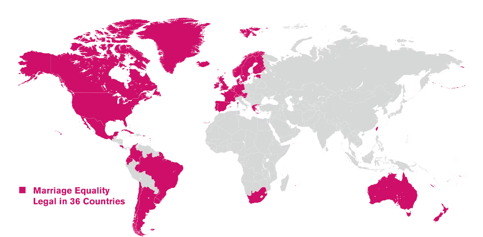 全世界同性恋婚姻合法化的国家有哪些？