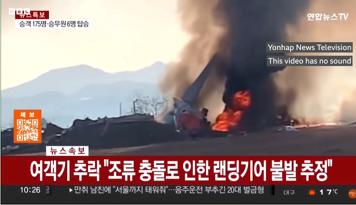 韩国济州航空波音737客机坠毁可能已导致179人身亡 原因疑为起落架故障